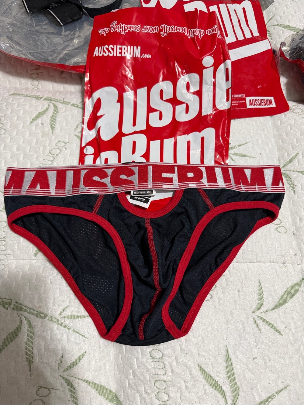 Aussiebum Black Brief with Red Trim — Sporty Support
